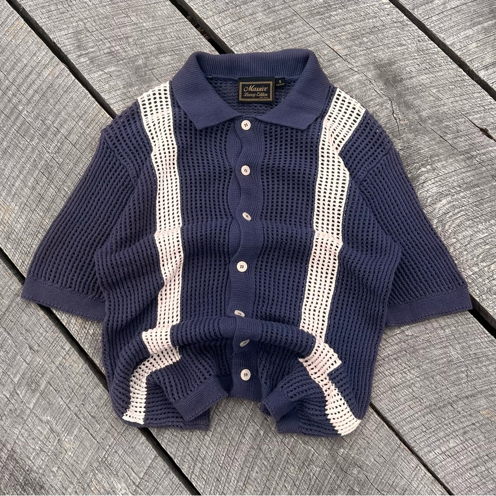 Crochet Button Front Short Sleeve Shirt